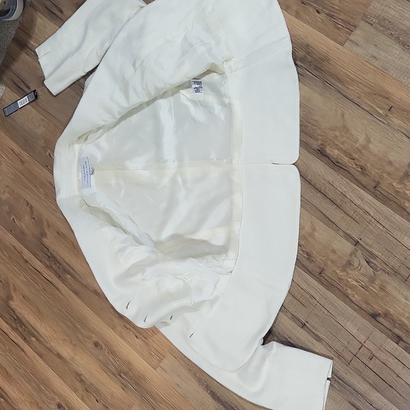 TAHARI ARTHUR S. LEVINE Cream Winter White Viscose Woven Blazer Jacket - Picture 10 of 15